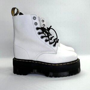 Dr Martens 1460 Pascal Max Optical White Pisa Leather Platform Boots Size US 9